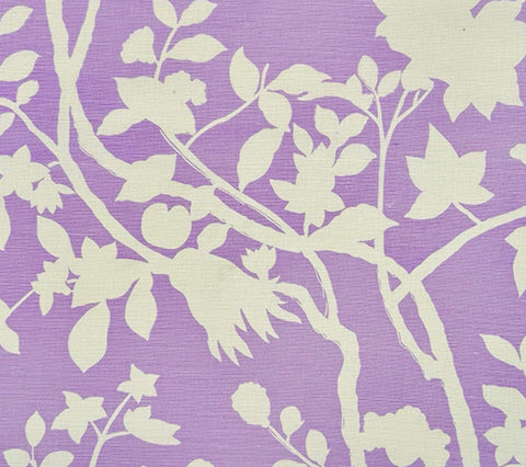 Quadrille Fabric: Happy Garden Background - Custom Lavender on Tinted Belgian Linen / Cotton