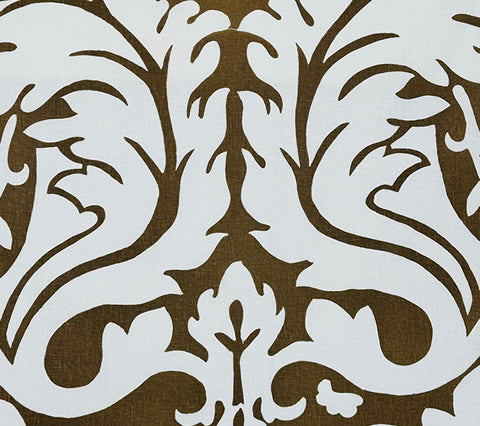Home Couture Fabric: Prague - Custom Ice Coffee on Off White 100% Linen