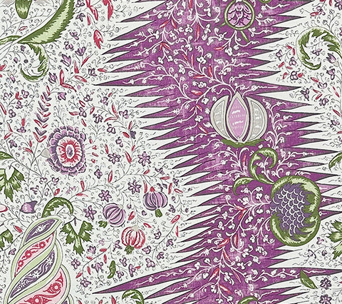 Quadrille Fabric: Les Indiennes Multicolor - Custom Multi New Lavender on Tinted Belgian Linen / Cotton
