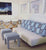 Alan Campbell Fabric: Wavelength - Custom Aqua / Teal on White Linen / Cotton