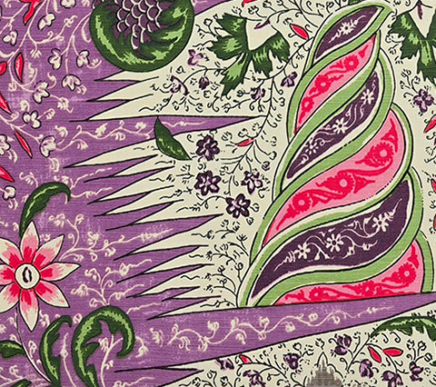 Quadrille Fabric: Les Indiennes Multicolor - Custom Multi Lavender on Tinted Belgian Linen / Cotton