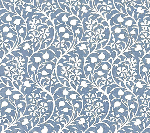 Quadrille Fabric: Loggia - One Color / Denim Wash Blue on White Suncloth (OUTDOOR)
