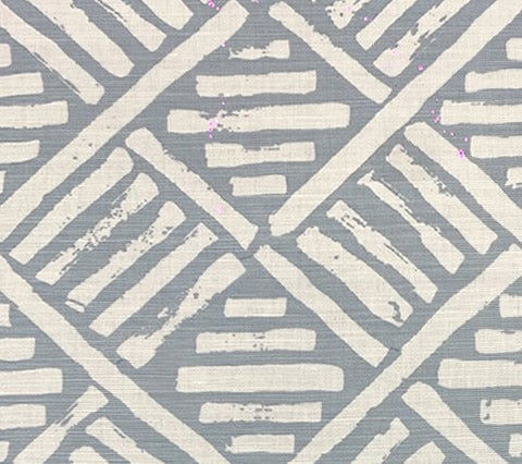China Seas Fabric: Macoco Reverse - Custom Bali Blue on White Belgian Linen / Cotton
