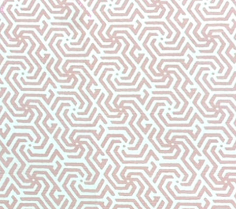 China Seas Fabric: Maze Reverse One Color - Custom Pink on White Belgian Linen / Cotton