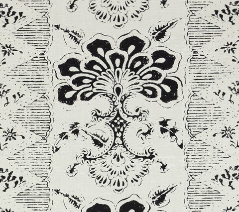 Quadrille Fabric: Chantilly Stripe - Custom Black on Tinted Belgian Linen / Cotton