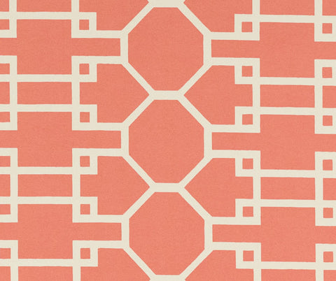 Quadrille Fabric: Brighton Reverse - Custom Coral on Lightly Tinted Belgian Linen / Cotton