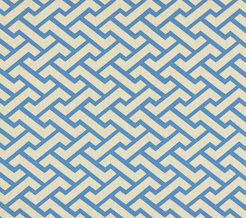 China Seas Fabric: Aga - Custom French Blue on Tinted Belgian Linen / Cotton