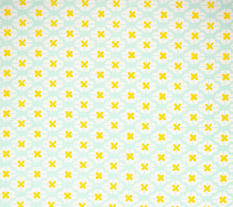 China Seas Fabric: Kyoto Two Color - Custom Turquoise / Yellow on White Belgian Linen / Cotton