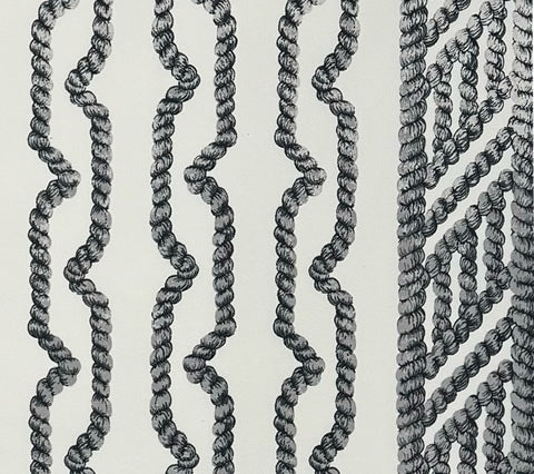 Quadrille Fabric: Regency Ropes - Custom Multi Greys on Cream Suncloth (OUTDOOR)