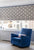 China Seas Fabric: Sigourney Small Scale Reverse - Custom Turquoise on White Belgian Linen / Cotton