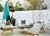 Quadrille Fabric: Volpi - Custom Aqua on White Suncloth