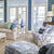 Alan Campbell Fabric: Wavelength - Custom Aqua / Teal on White Linen / Cotton