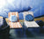 China Seas Fabric: Trellis Background - Custom Navy on White 100% Linen