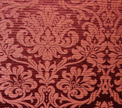 Quadrille Woven Fabric: Renata Damask - Rosso; Imported from Italy
