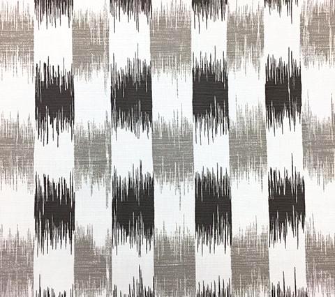 China Seas Fabric II Blue Ikat Custom Gray Steel Gray print on White Belgian Linen/Cotton