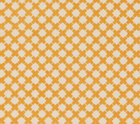China Seas Fabric: Double Cross  One Color - Custom Inca Gold on Tinted 100% Linen