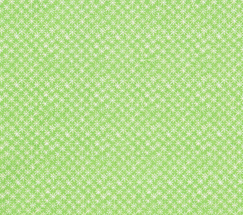 China Seas Fabric: New Balinese Star - Custom Green on White 100% Linen