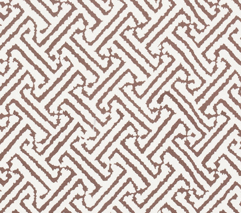 China Seas Fabric: Java Grande - Custom New Brown on White Belgian Linen / Cotton