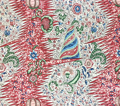 Quadrille Prints: Les Indiennes Multicolor - Custom Multi Reds on Tinted Belgian Linen/Cotton