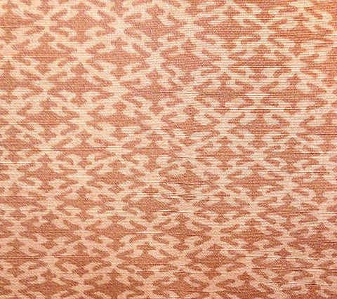 China Seas Fabric Izmir Custom Russet Peach orange small geometric print on Belgian Linen/Cotton