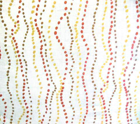 China Seas Fabric: Ginza - Custom Peach / Yellow / Beige on White 100% Linen