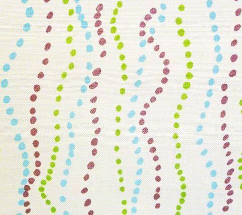 China Seas Fabric Ginza Custom Purple Aqua Jungle Green polka dot striped print on Tinted Belgian Linen Cotton