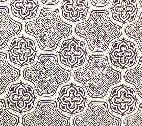 China Seas Fabric: Hmong Batik - Custom Eggplant on Vellum Suncloth (OUTDOOR)