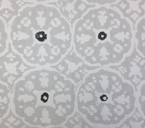 China Seas Fabric: Nitik Grande - Custom Gray / Black on White Belgian Linen / Cotton