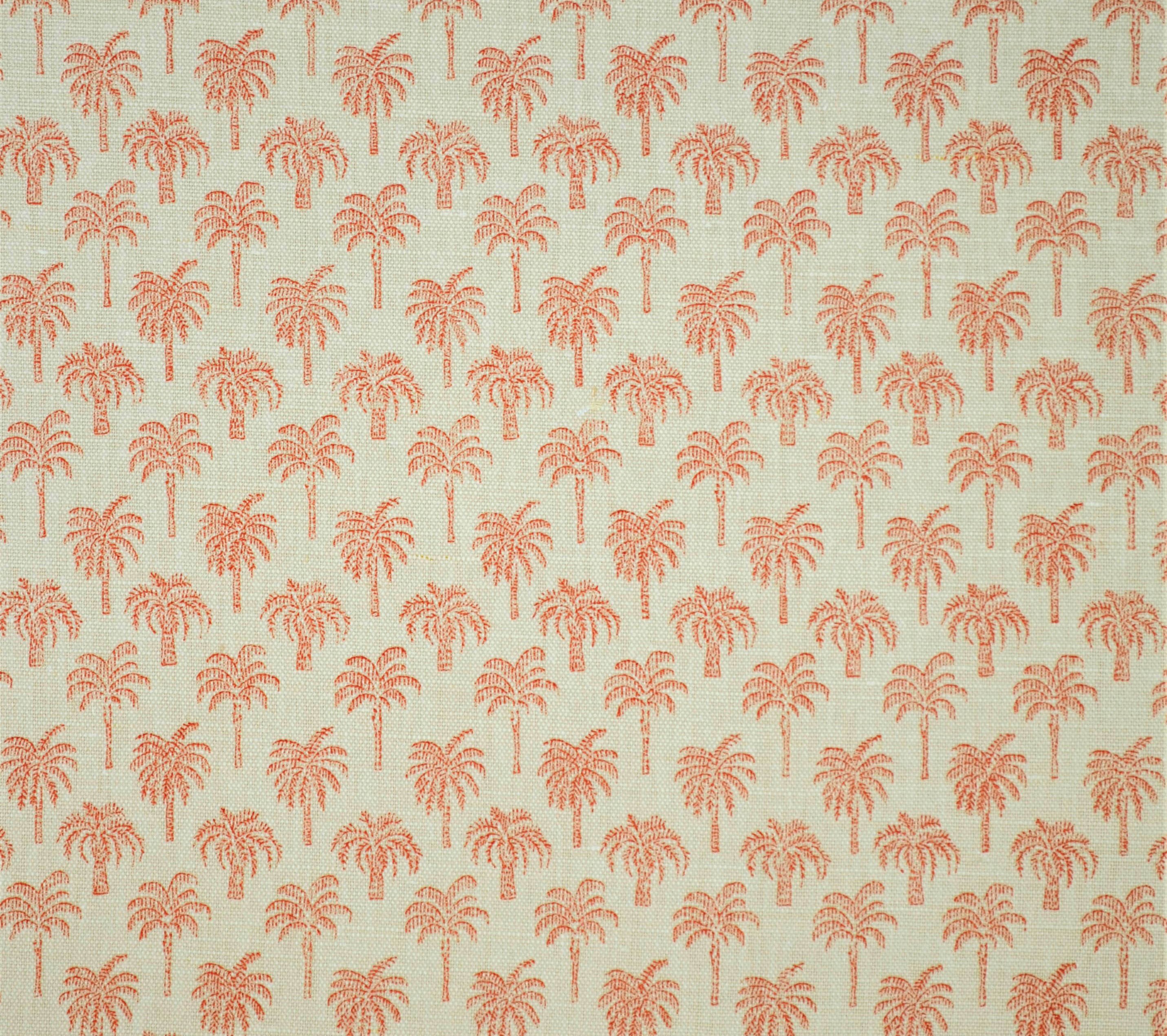 China Seas Fabric: Island Palms - Custom Apricot on Tinted Belgian Linen/Cotton