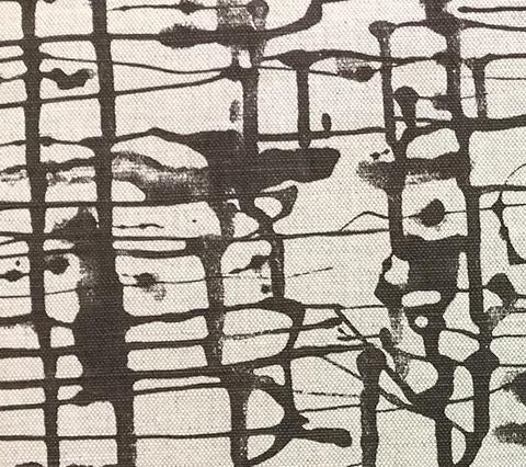 Alan Campbell Fabric: Twill on Oatmeal - Custom Steel Gray on Oatmeal Belgian Linen/Cotton detail