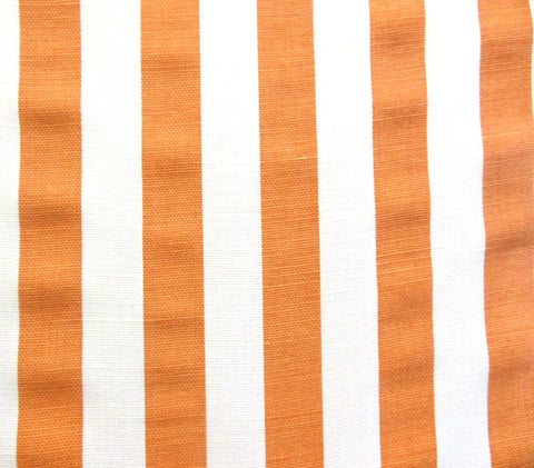 China Seas Fabric Dune Custom Terracotta Orange stripes on White Belgian Linen Cotton