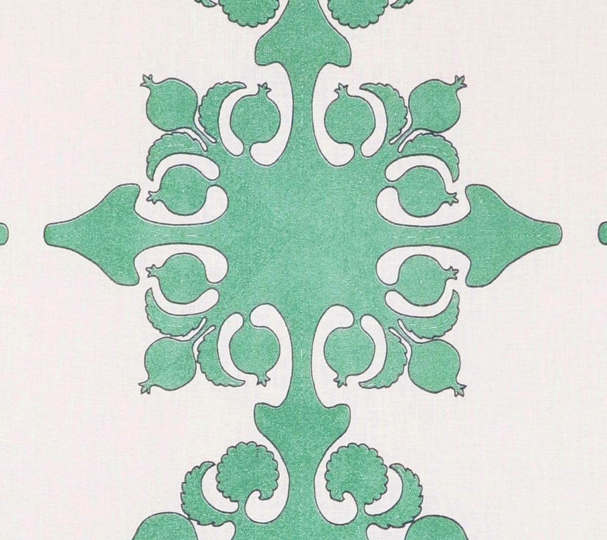 Home Couture Fabric: Argentine - Custom Green / Charcoal on Ivory 100% Soft Irish Linen detail