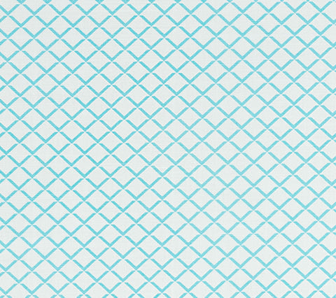 Quadrille Fabric: Terrace - Custom Venetian Blue on Tinted Linen / Cotton