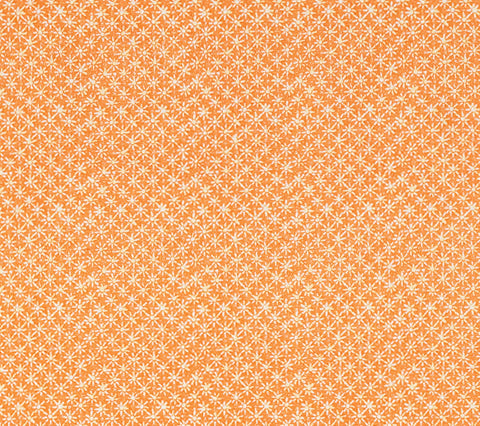 China Seas Fabric: Balinese Star - Custom Orange / Cream on White 100% Linen