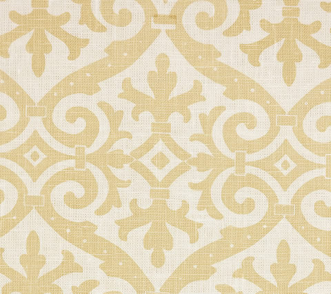 Quadrille Fabric: French Damask - Custom Light Beige on Tinted 100% Linen