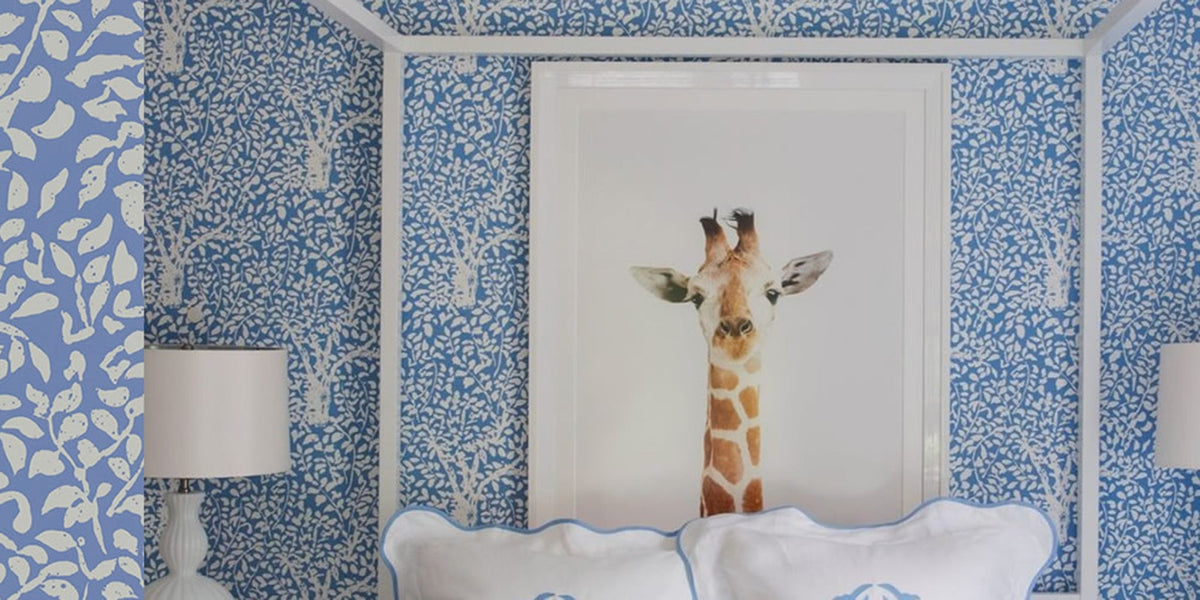 China Seas Arbre de Matisse wallpaper in a room, the giraffe and the chair