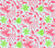 Patterned fabric with pink and green floral designs on a white background