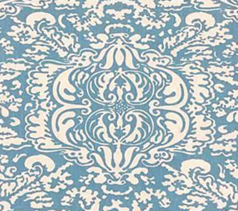 China Seas Fabric: San Marco Reverse - Custom Turquoise on Tinted Belgian Linen / Cotton
