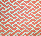 China Seas Fabric Aga Reverse Custom Shrimp Coral Orange geometric print on Tinted Belgian Linen/Cotton