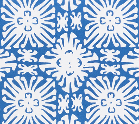 China Seas Fabric: Sigourney Small Scale Reverse - Custom Royal Blue on White Suncloth