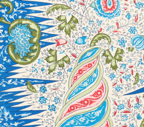 Quadrille Fabric: Les Indiennes Multicolor - Custom Multi Blue / Rouge / Greens on Belgian Linen / Cotton