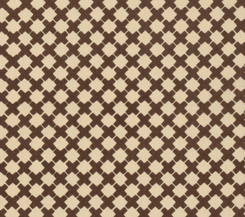 China Seas Fabric: Double Cross  One Color - Custom Brown on Tinted 100% Linen