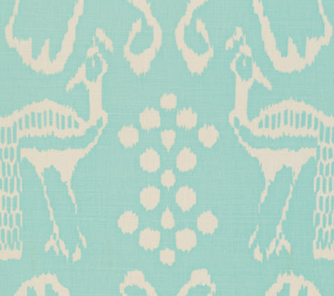 China Seas Fabric: Bali II - Custom Aqua on Tinted Belgian Linen / Cotton