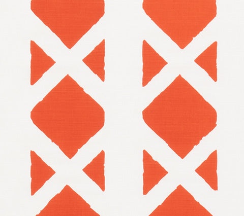 China Seas Fabric: Gazebo Blotch - Custom Rust Orange on White Belgian Linen / Cotton