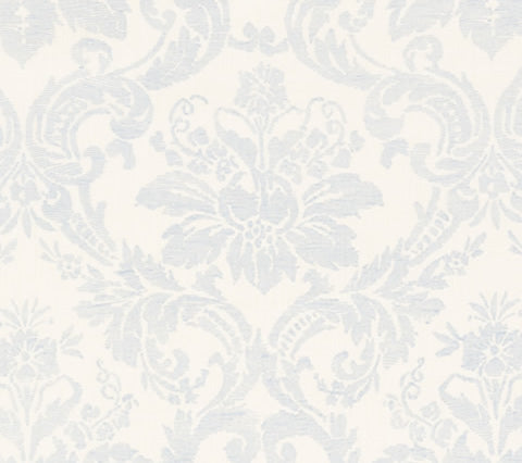 Quadrille Fabric: Victoria - Custom Soft Windsor Blue on Tinted 100% Linen