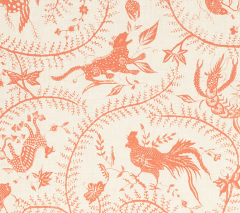 China Seas Fabric: Cirebon - Custom Burnt Orange on 100% Linen