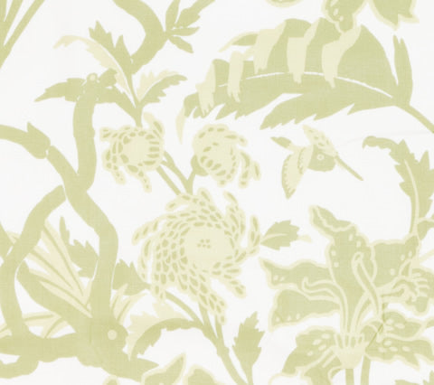 Quadrille Fabric: Dianne - Custom Avocado Green on White 100% Cotton