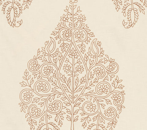 Home Couture Fabric: Taj - Custom Tobacco on Cream 100% Linen