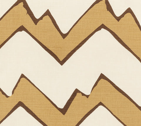 Alan Campbell Fabric: Montecito Zig Zag - Custom Mocha on Tinted Belgian Linen / Cotton