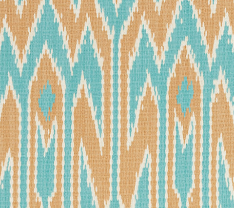 China Seas Fabric: Lucaya Ikat - Custom Multi Turquoise / Taupe on Soft Linen / Cotton Blend (Imported from Italy)